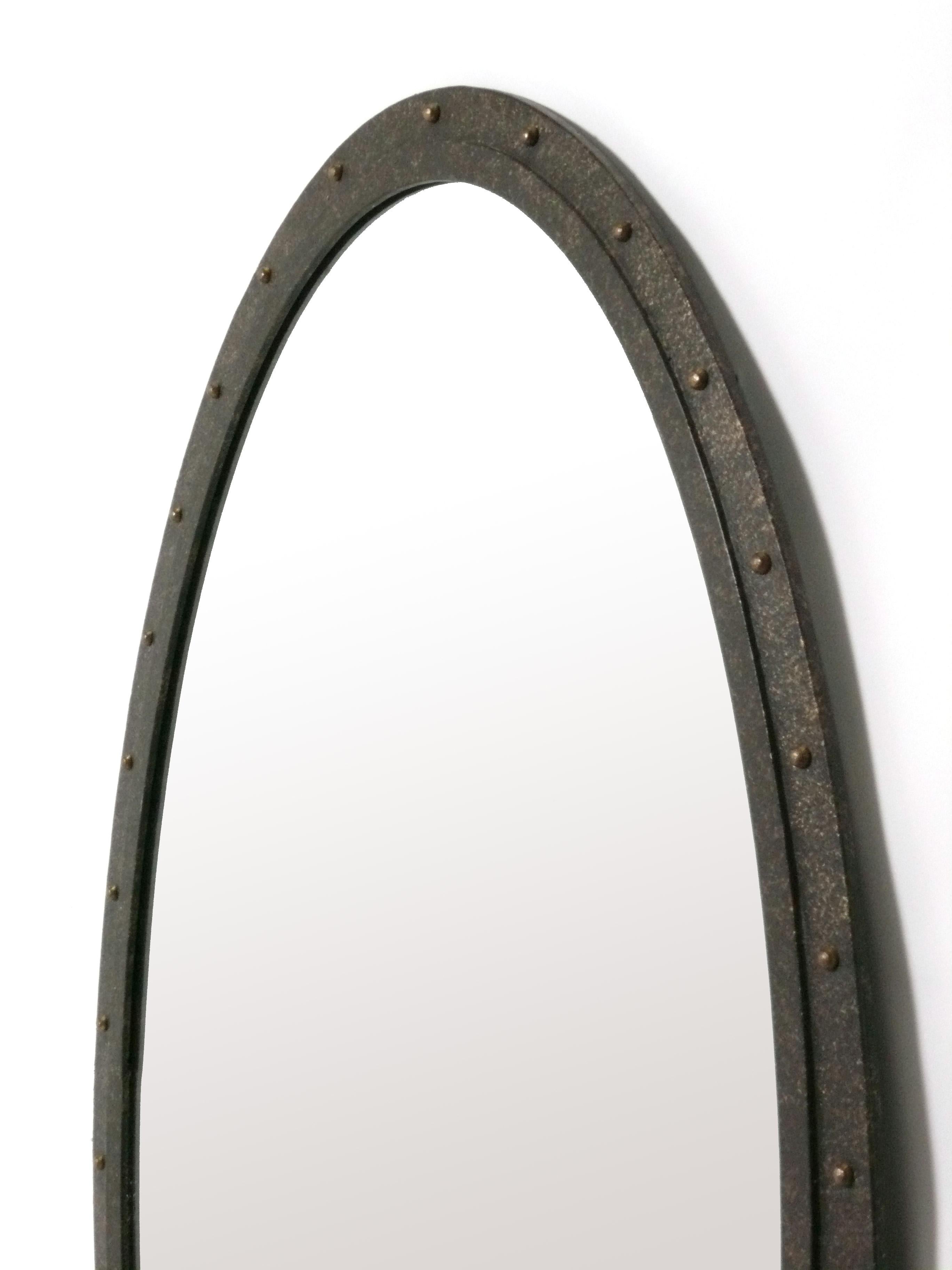 Specchio Oblò ovale in bronzo di grandi dimensioni 58,5