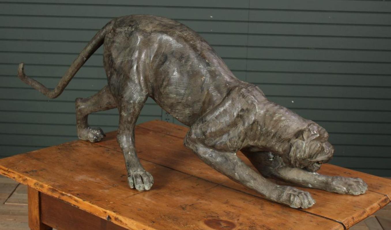 Late 20th Century Large Scale Bronze Sculpture of a Panther For Sale 2