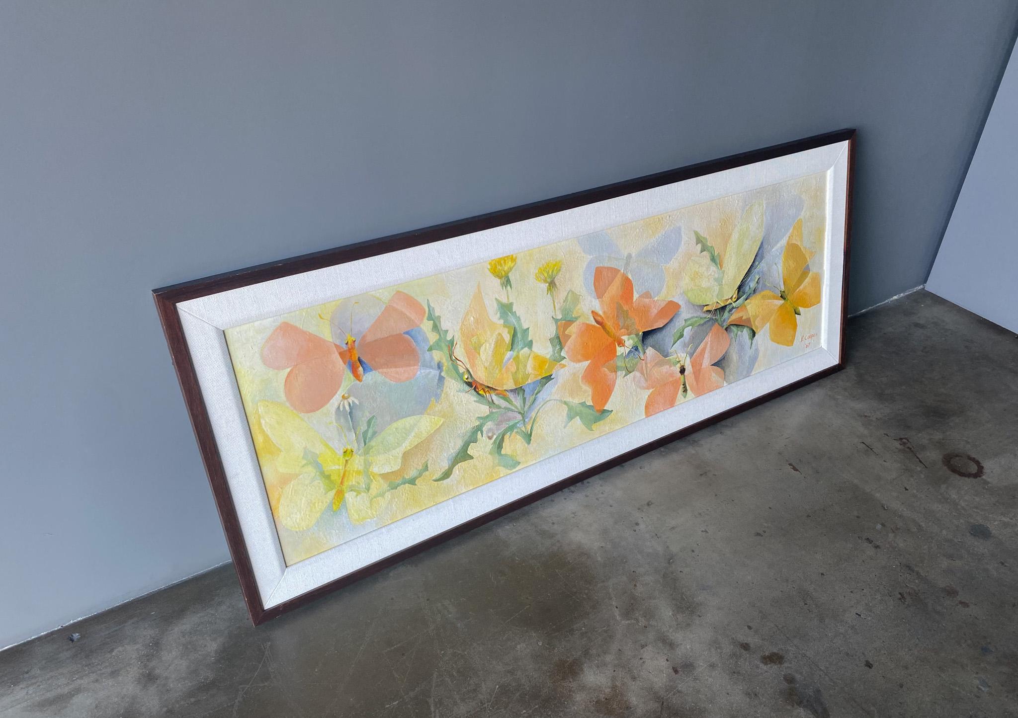 Grande peinture à l'huile « papillons » signée R.Cooper, 1967 en vente 5