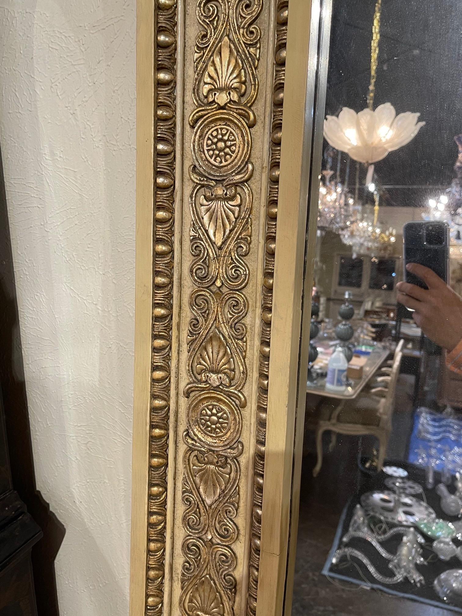 19th Century Large Scale Carved and Parcel-Gilt Floor Mirror For Sale