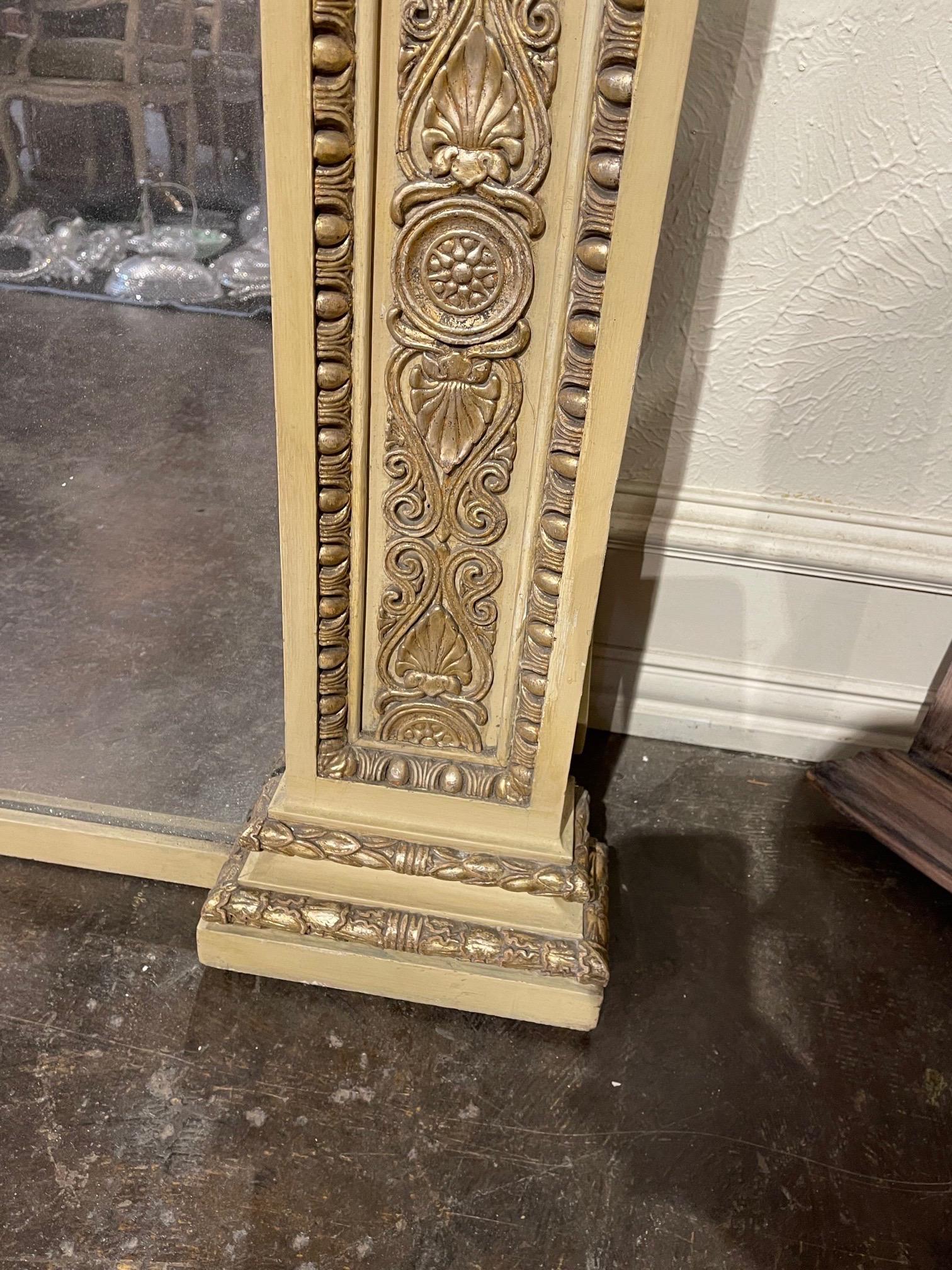 Large Scale Carved and Parcel-Gilt Floor Mirror For Sale 1
