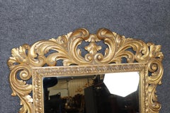 Large Scale Carved French or Italian Rococo Giltwood Wall Mirror