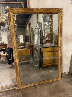 Large Scale Carved Giltwood Mirror with Divided Panels