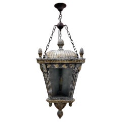 Large Scale carved Wooden Painted Lantern