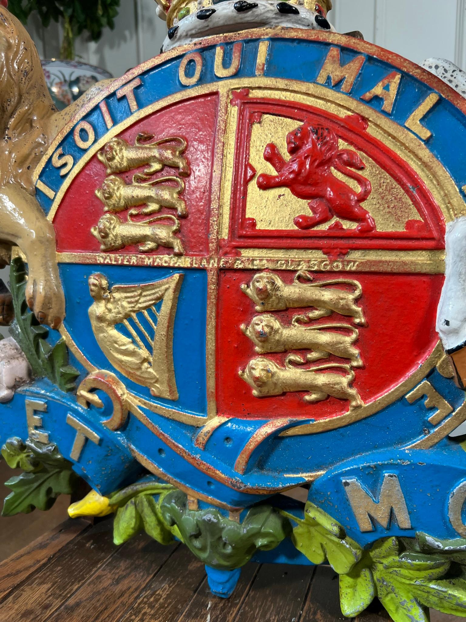 Scottish Large Scale Cast Iron Royal Coat of Arms For Sale