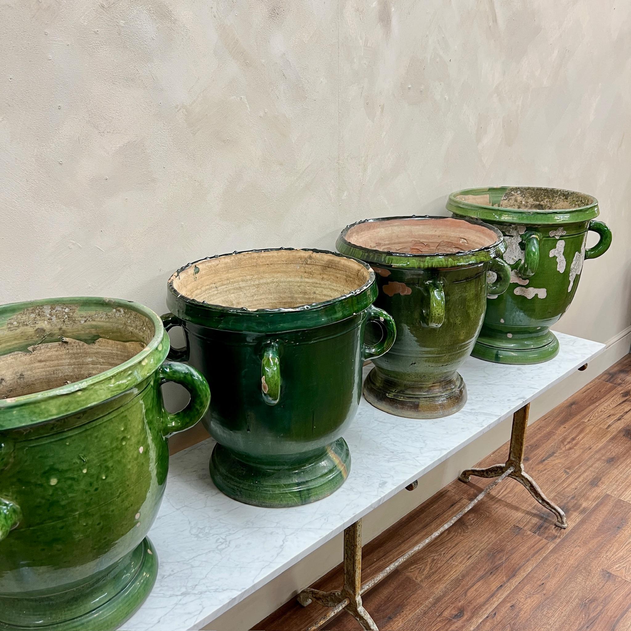 Hand-Crafted Large Scale Castelnaudary Pots French Green