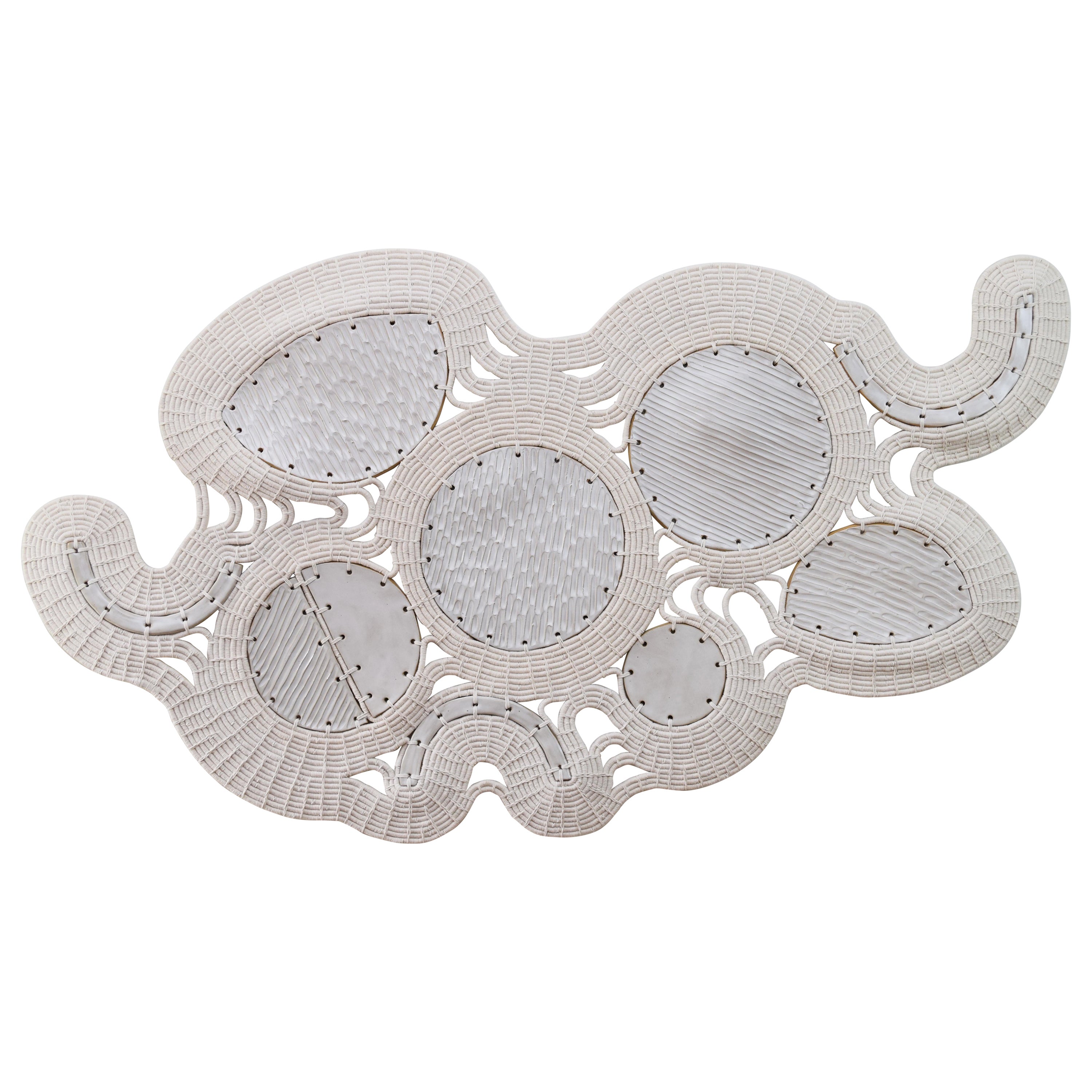 Large Scale Ceramic 
Fiber Wall Sculpture #789, White Glaze 
Woven Cotton