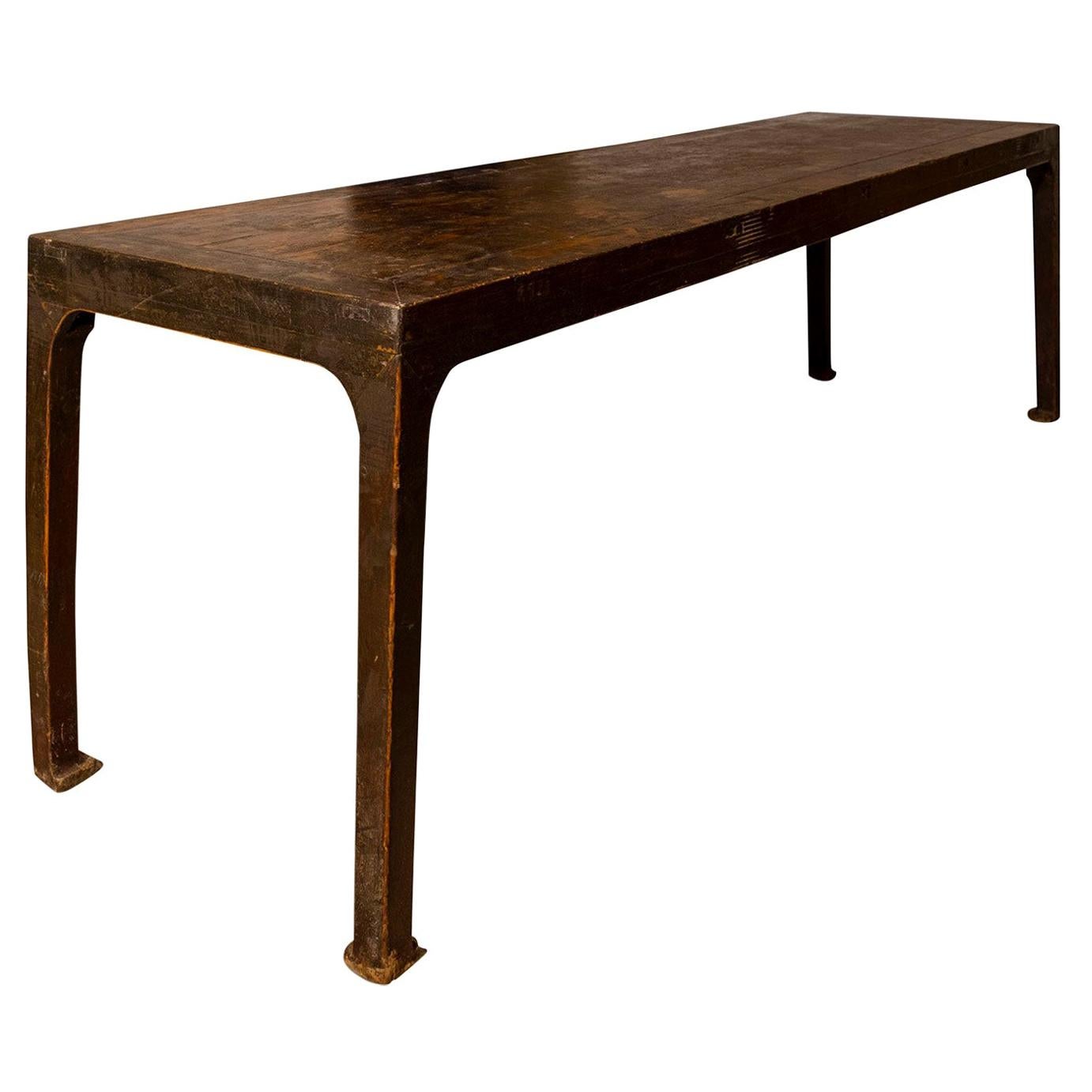 Large Scale Chinese Brown-Painted Elm Console