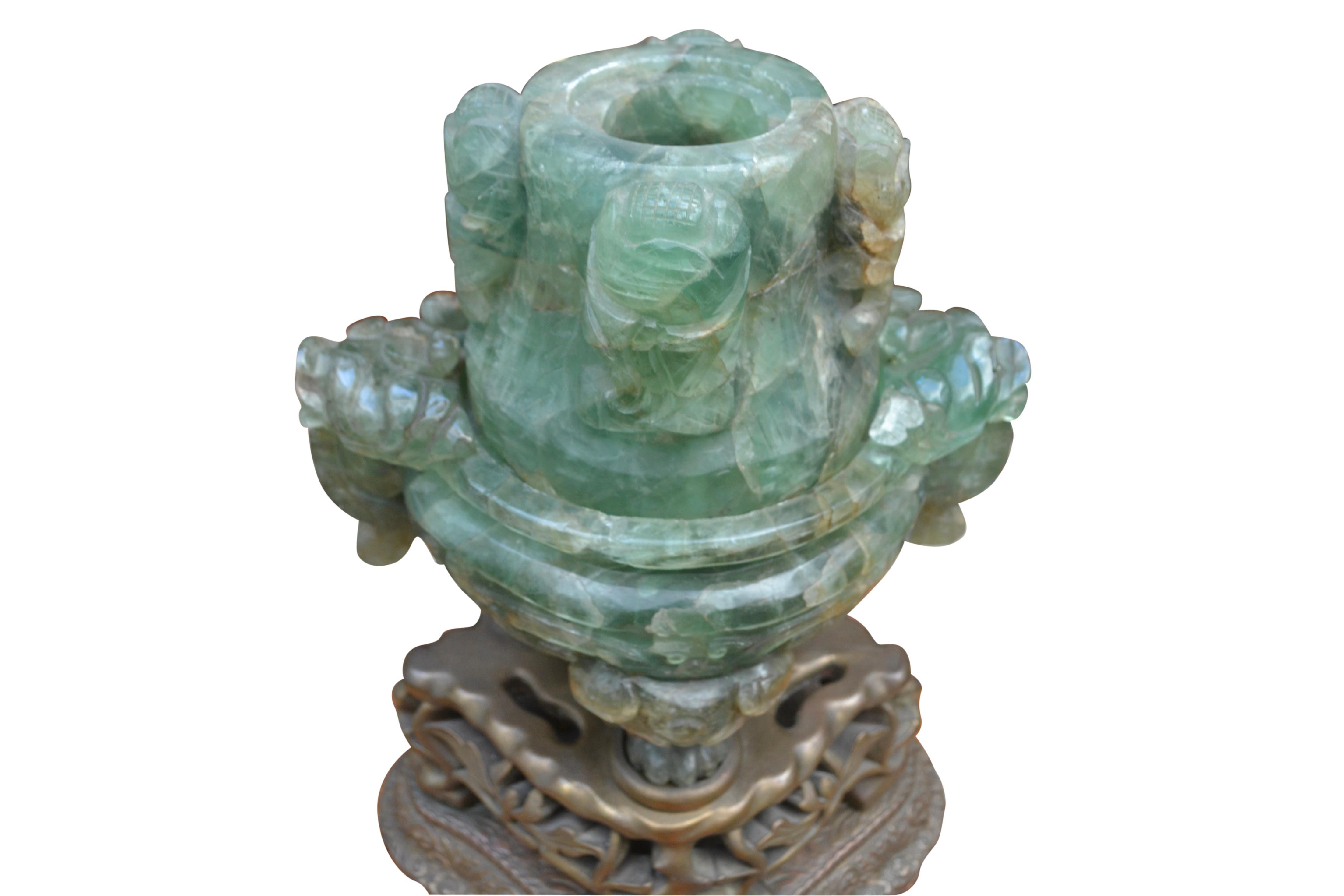 Large Scale Chinese Carved Flourite Incense Burner/Lamp 2