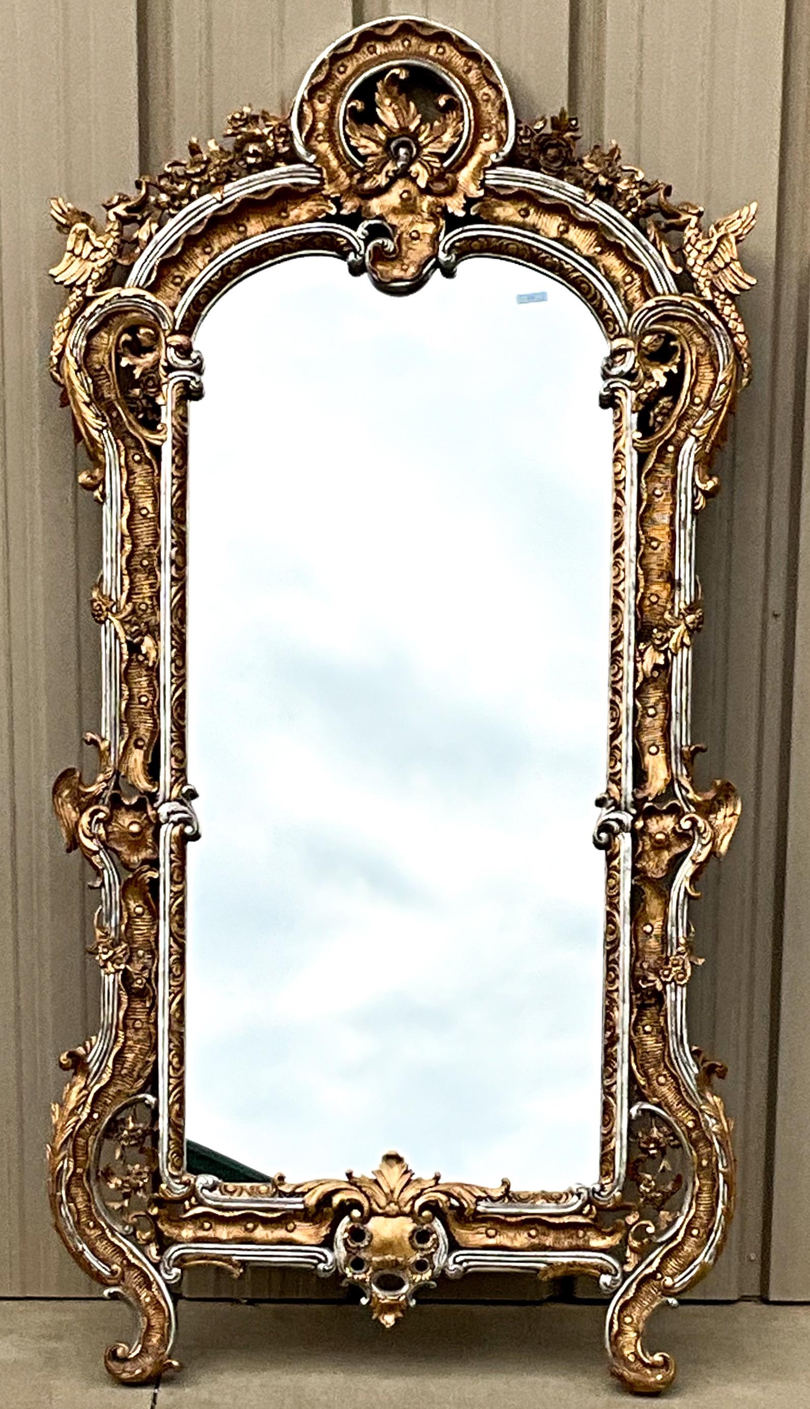 20th Century Large Scale Chinese Chippendale Style Giltwood Mirror Att. To Maitland-Smith For Sale