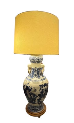 Large Scale Chinese Export Blue & White Urn Form Lamp