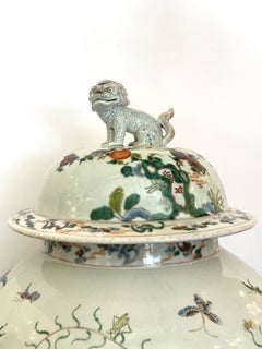 Large Scale Chinese Porcelain Covered Jar with Foo Dog Topped Lid