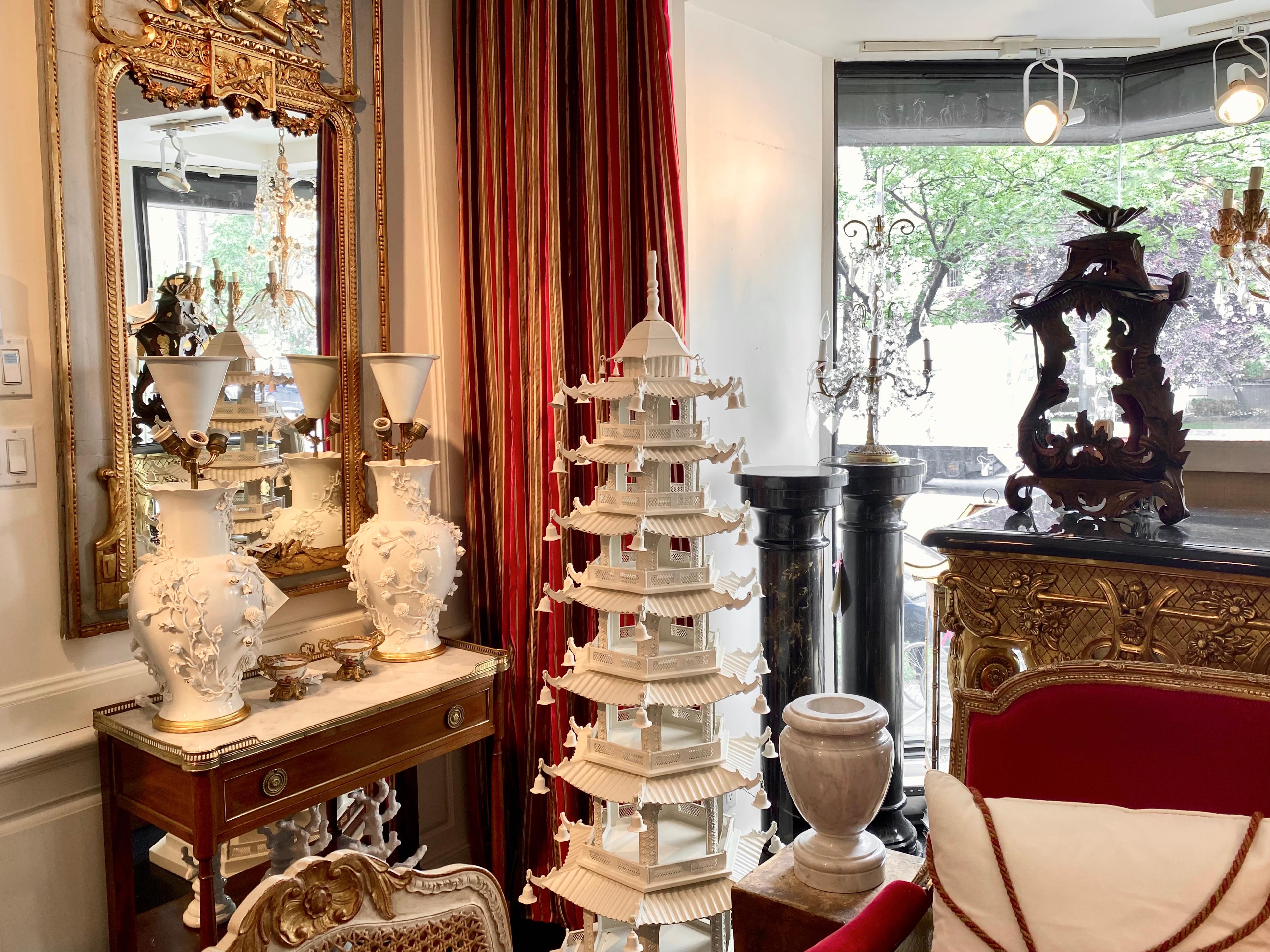 Large-Scale Chinoiserie Pagoda, Seven-Tier, White Painted Tôle For Sale 12