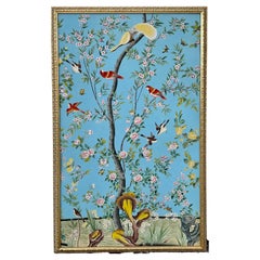 Large Scale Chinoiserie Watercolor Framed Panel