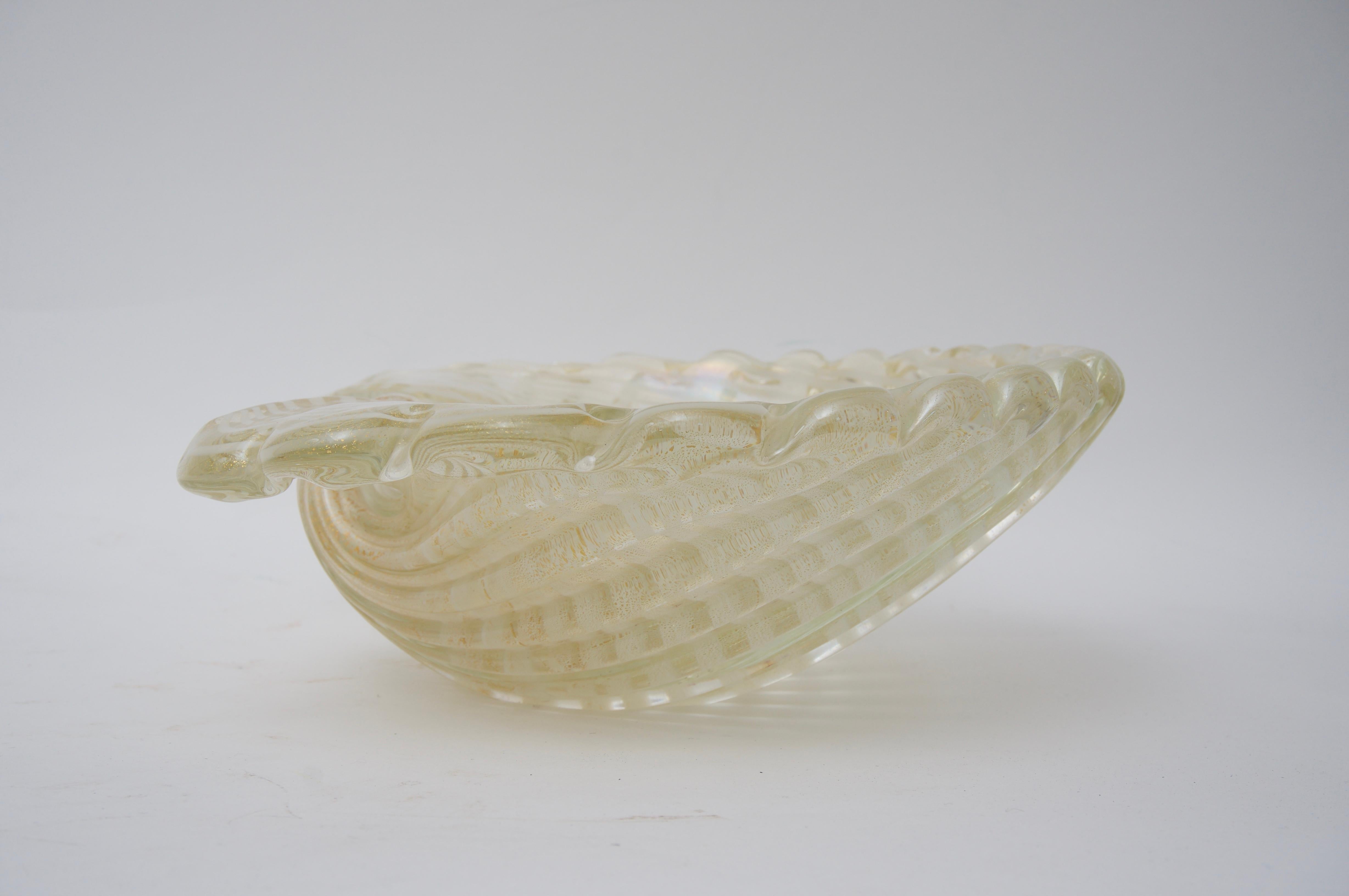 Hollywood Regency Large Scale Clam Shell Murano Glass Dish