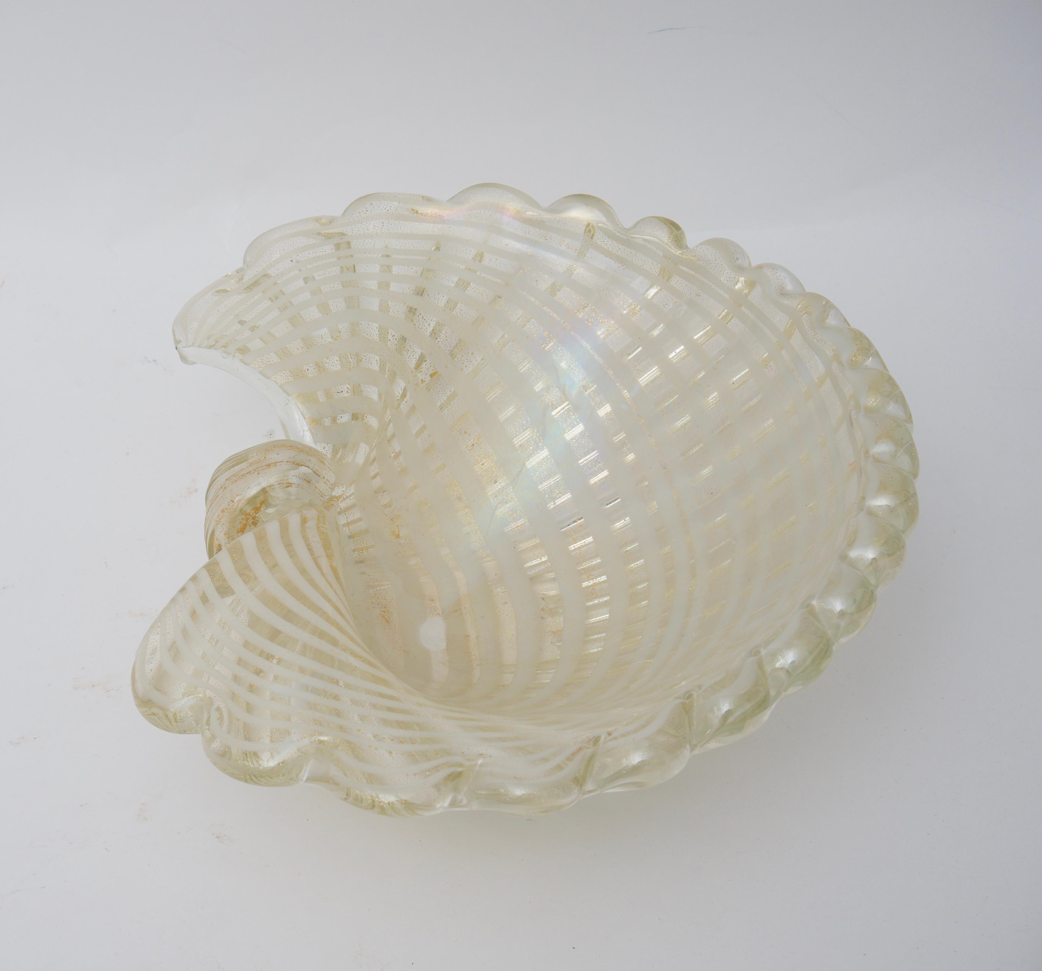 Italian Large Scale Clam Shell Murano Glass Dish