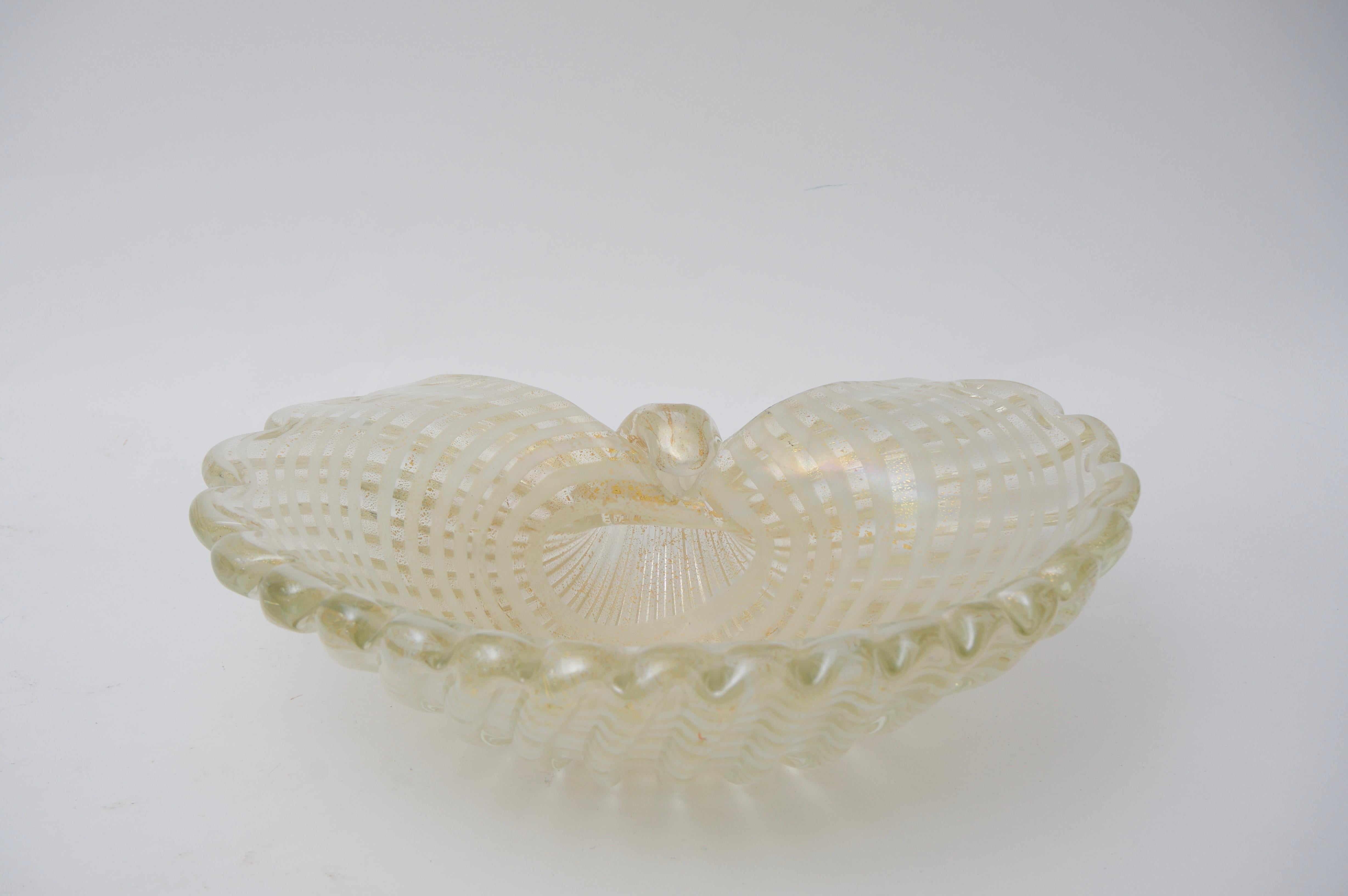 Hand-Crafted Large Scale Clam Shell Murano Glass Dish