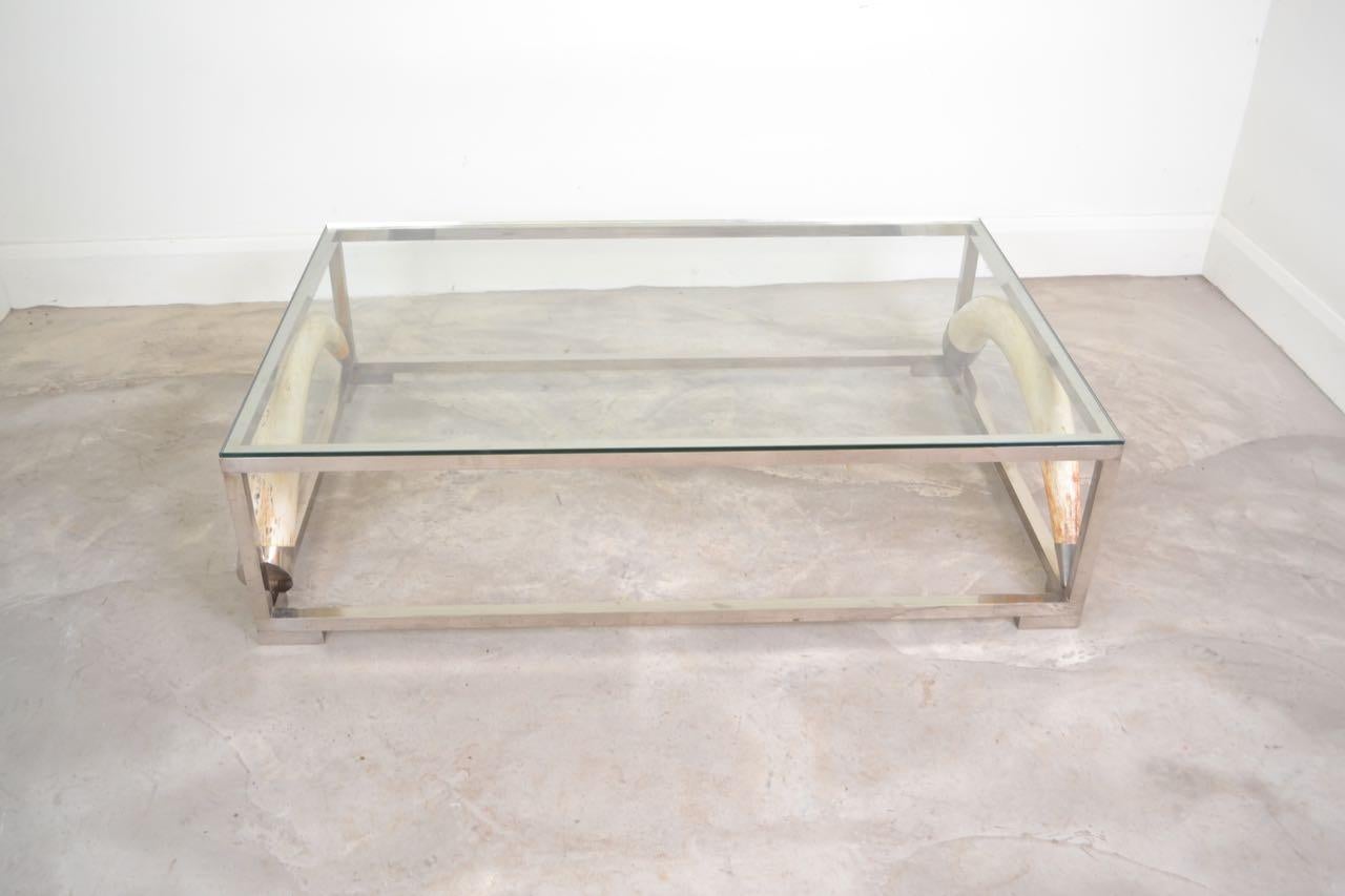 Late 20th Century Large Scale Coffee Table with Resin Elephant Tusks, France, 1970 For Sale