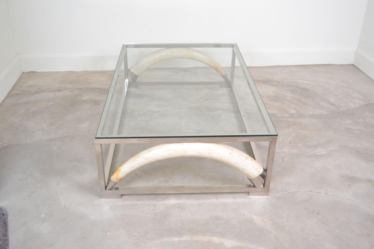 Large Scale Coffee Table with Resin Elephant Tusks, France, 1970 For Sale 1