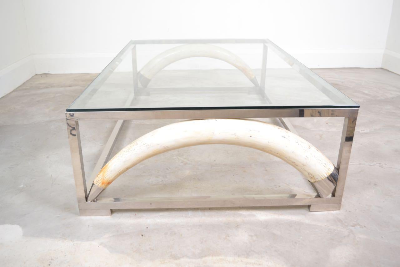 Large Scale Coffee Table with Resin Elephant Tusks, France, 1970 For Sale 2
