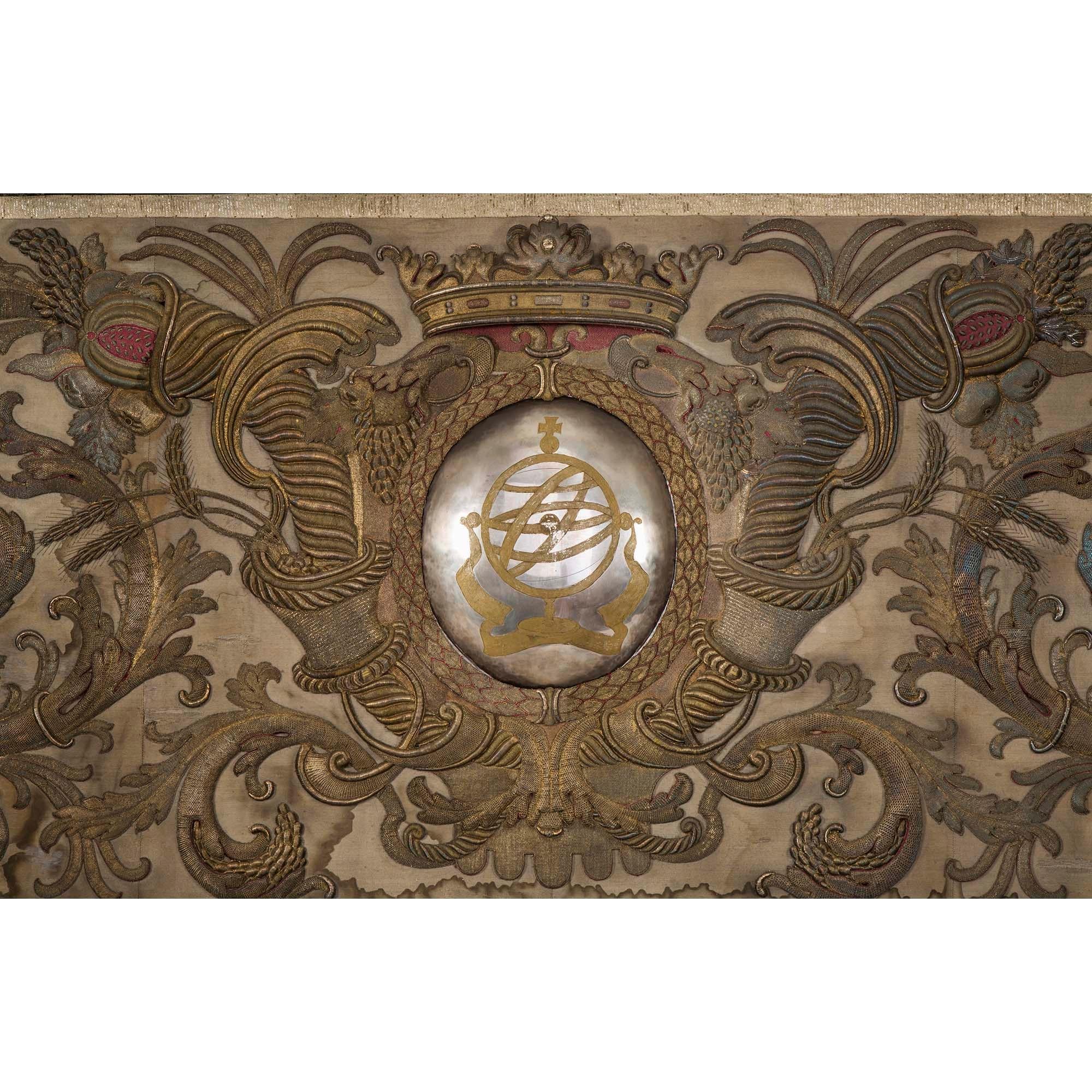 Unknown Large Scale Continental 18th Century Silk Embrodered Wall Panel For Sale