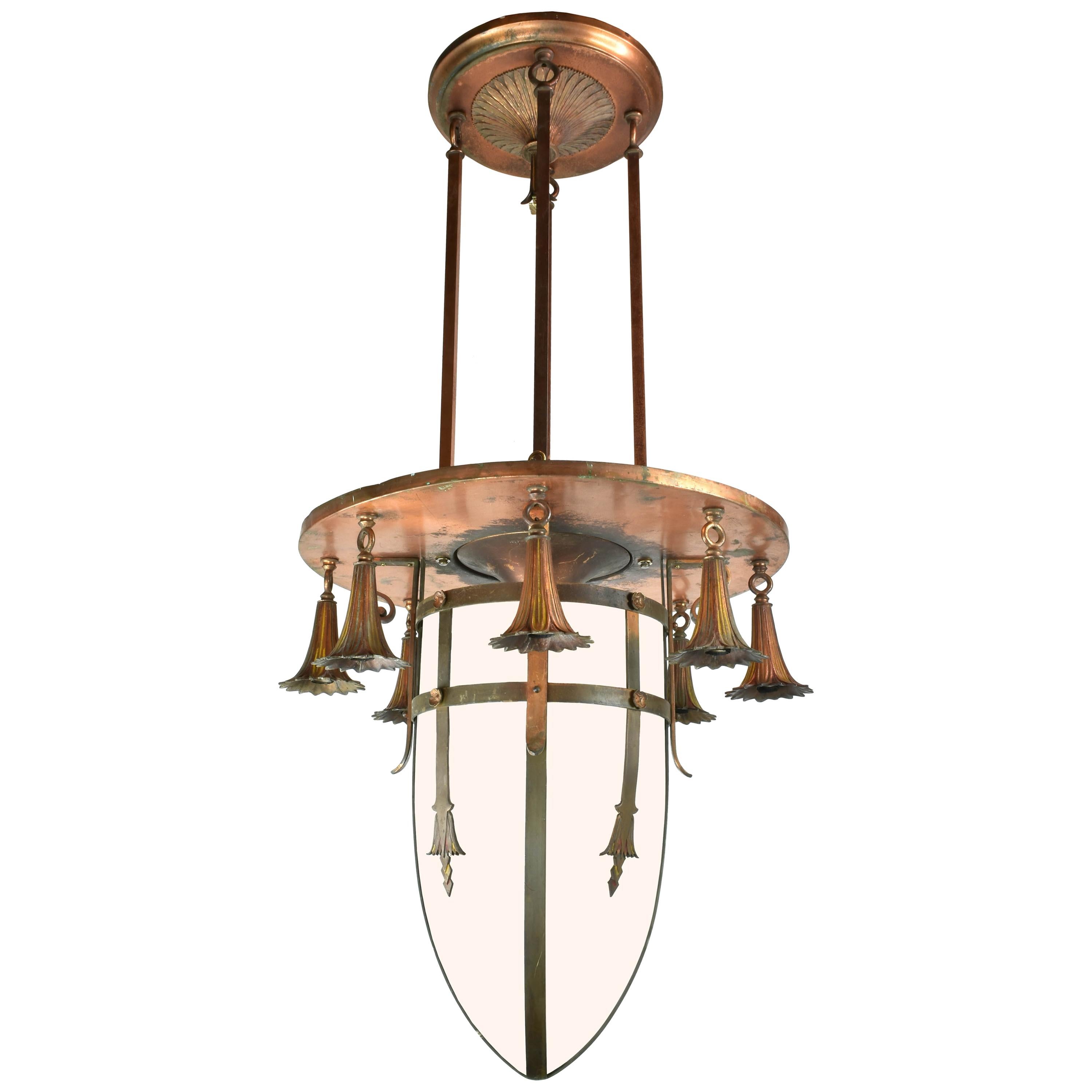 Large Scale Copper Art Deco Theater Fixture