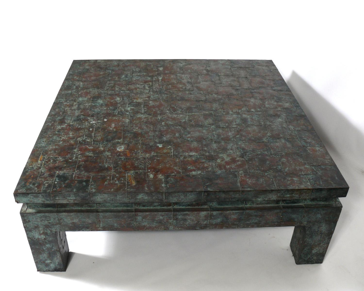 Mid-Century Modern Large Scale Copper Patchwork Coffee Table 