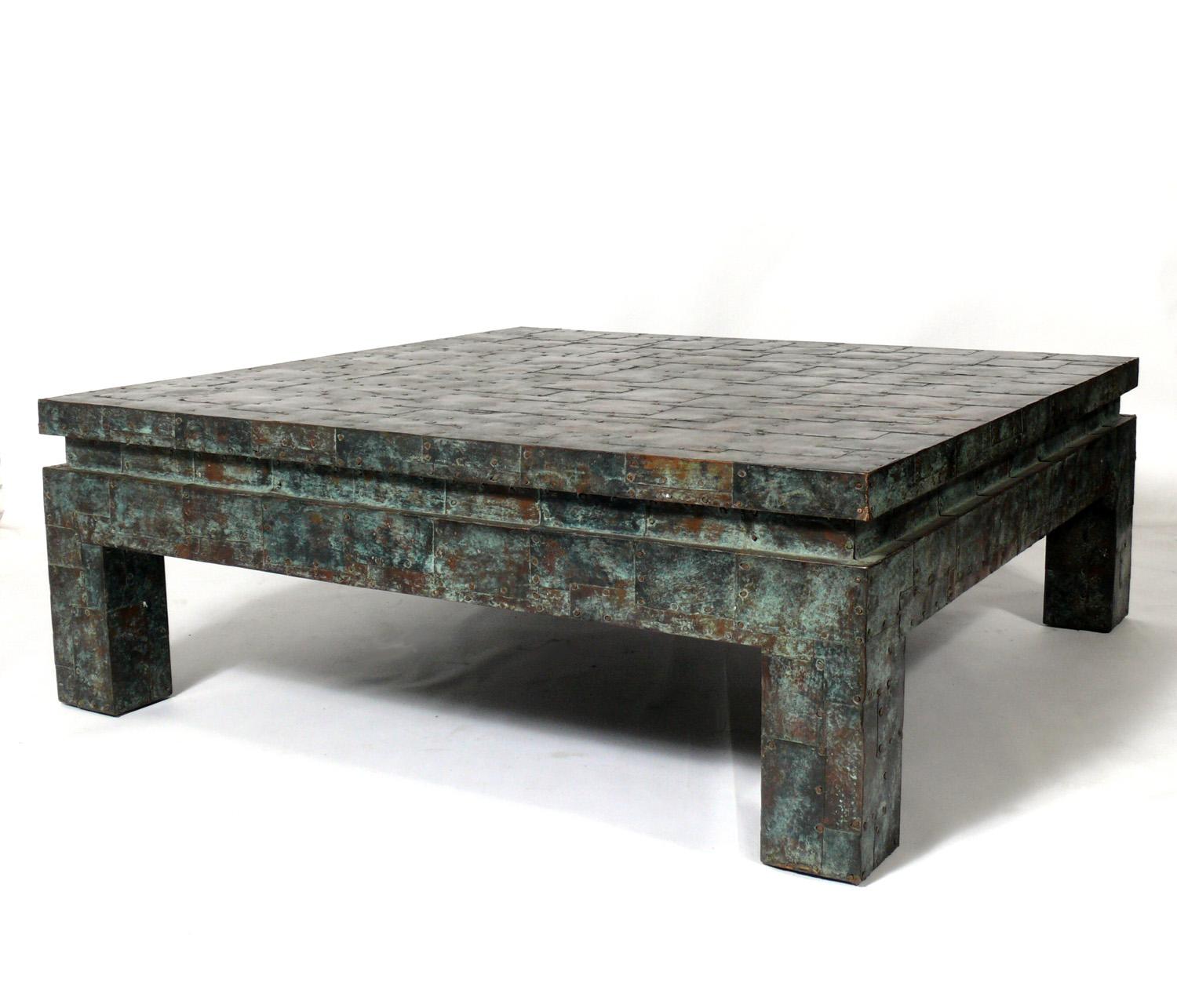 American Large Scale Copper Patchwork Coffee Table 