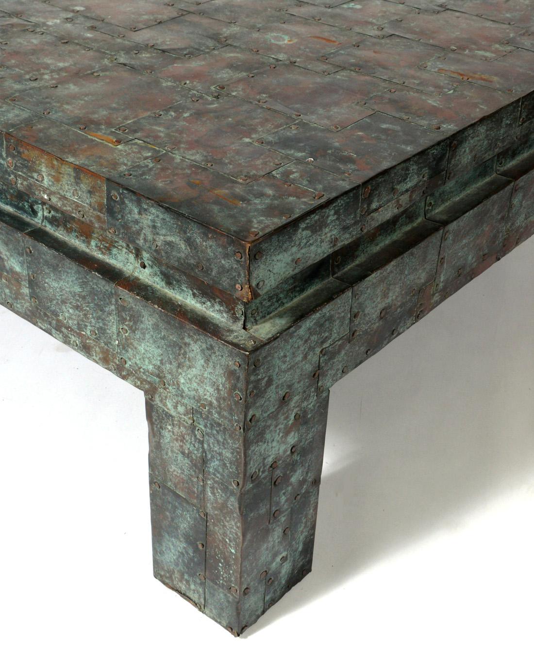 Mid-20th Century Large Scale Copper Patchwork Coffee Table 