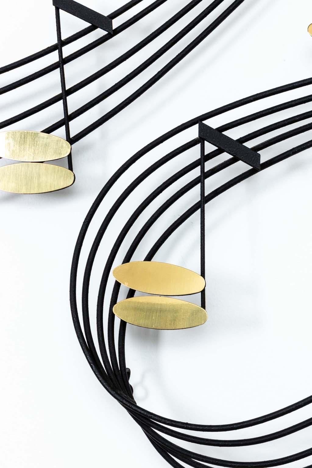Peint Sculpture murale à grande échelle Curtis Jere Music Notes en vente