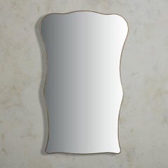 Large Scale Curved Brass Frame Mirror #2, Italy 20th Century
