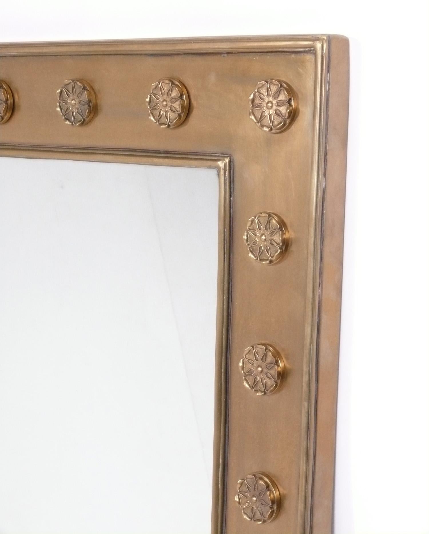 American Large Scale Custom Bronze or Brass Mirror attributed to P.E. Guerin 52