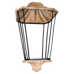 Vintage Large scale decorative carved wood and iron ceiling pendant