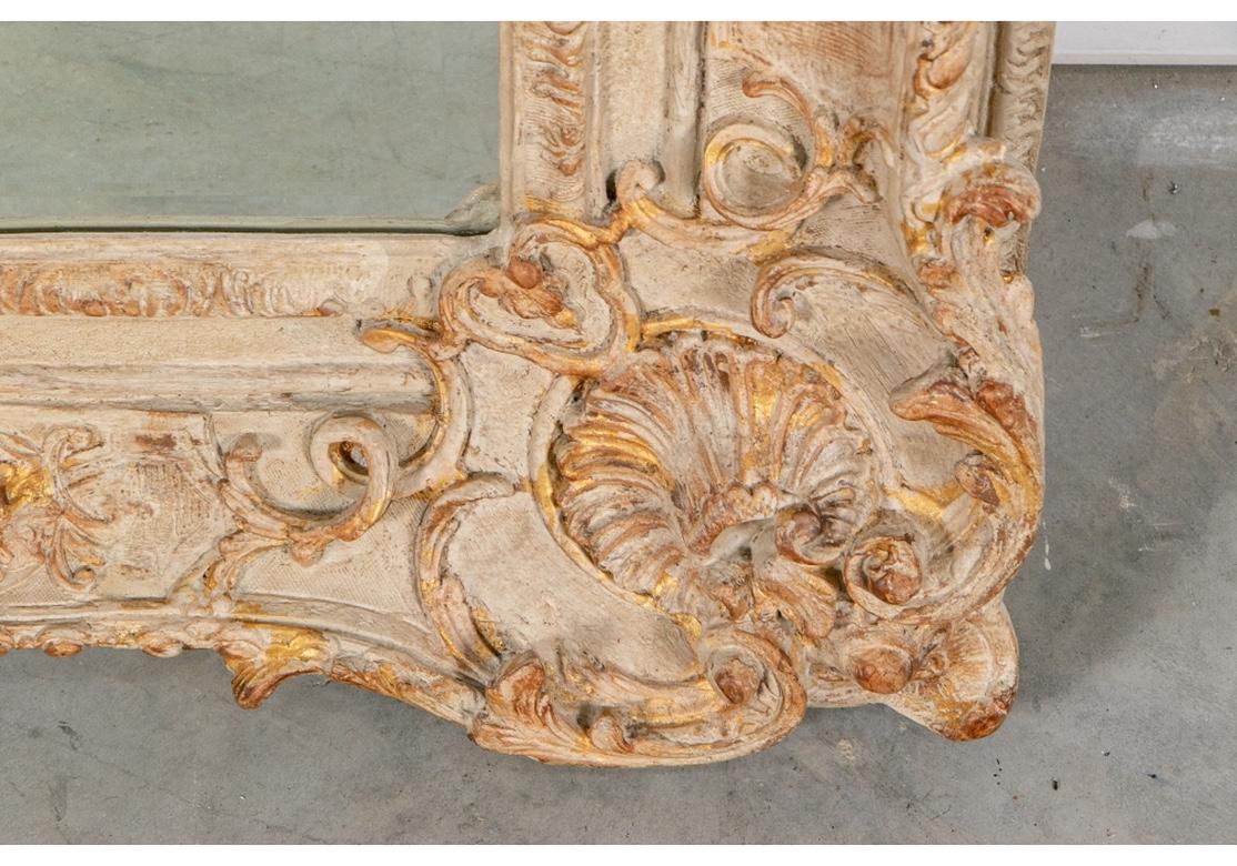 Louis XV Large Scale Decorative French Style Carved and Painted Mirror