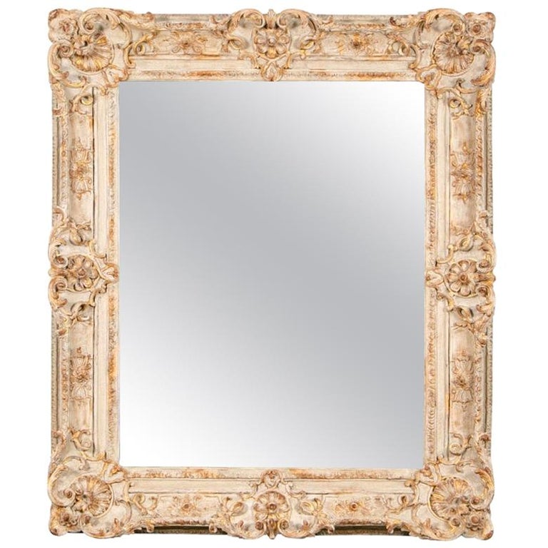 Large Scale Decorative French Style Carved and Painted Mirror For Sale ...