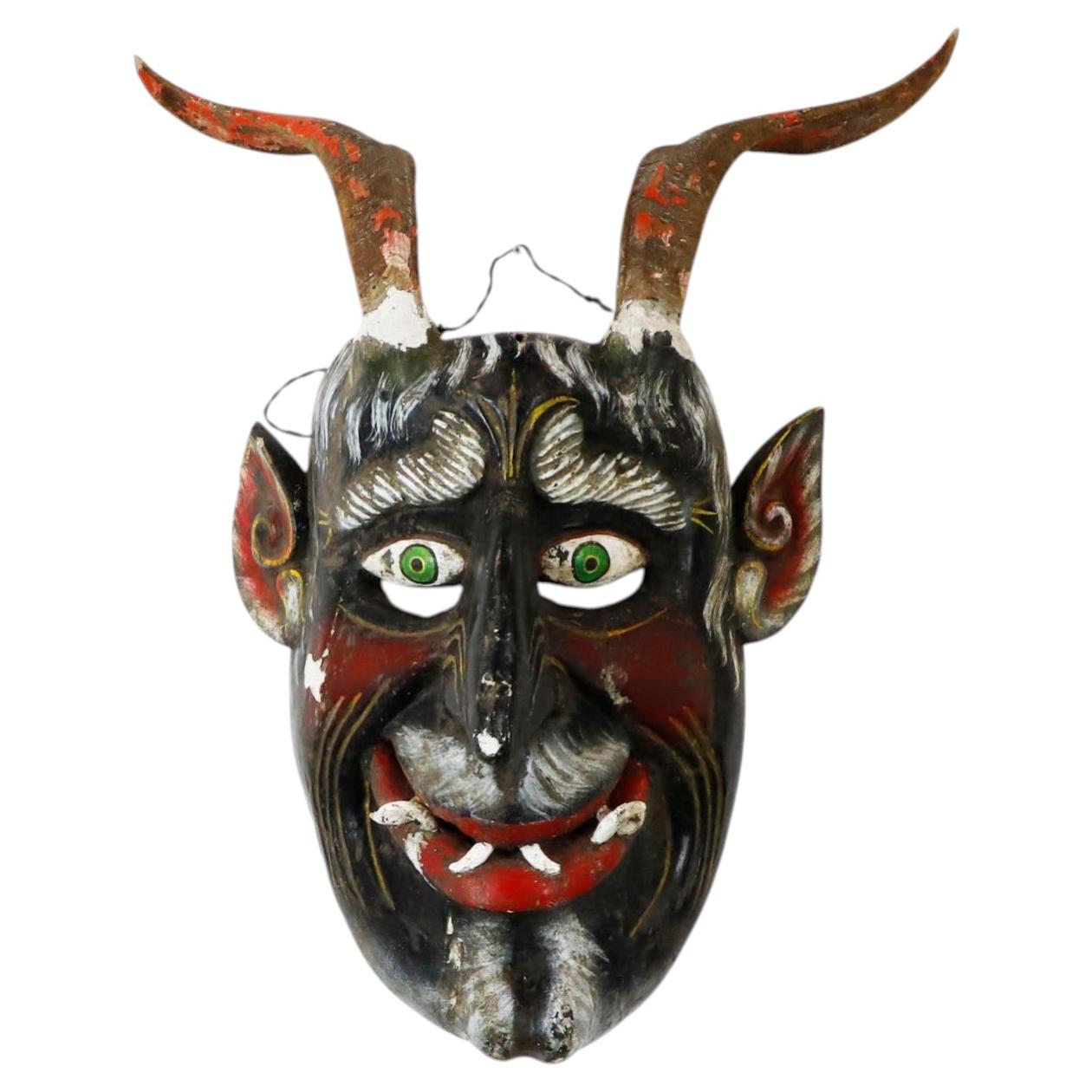 Large-Scale Devil Mask — Hand-Carved Wood