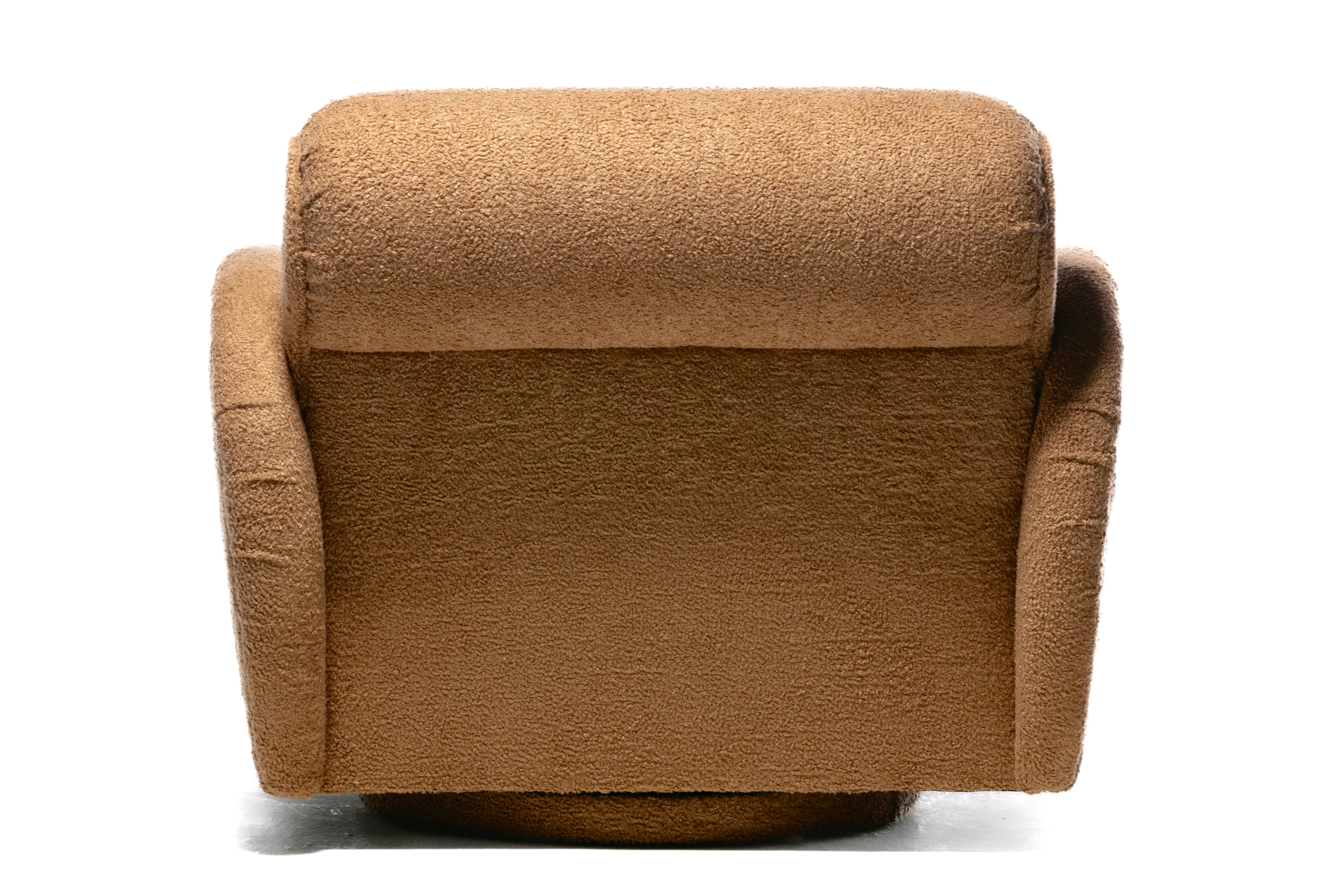 Large Scale Directional Post Modern Swivel Chairs & Ottoman in Mocha Fabric For Sale 4