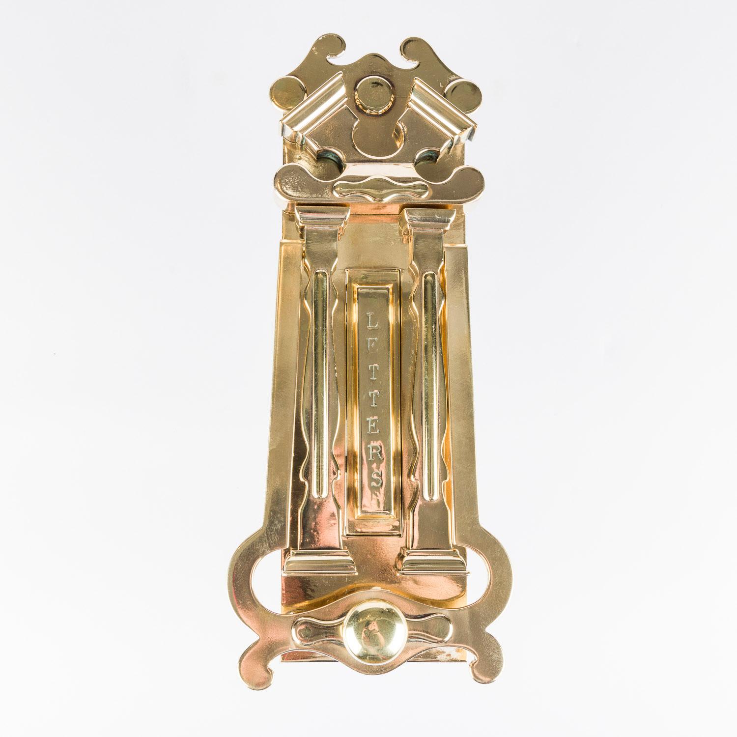 Neoclassical large scale door knocker with letterbox, in the form of a classical portico For Sale