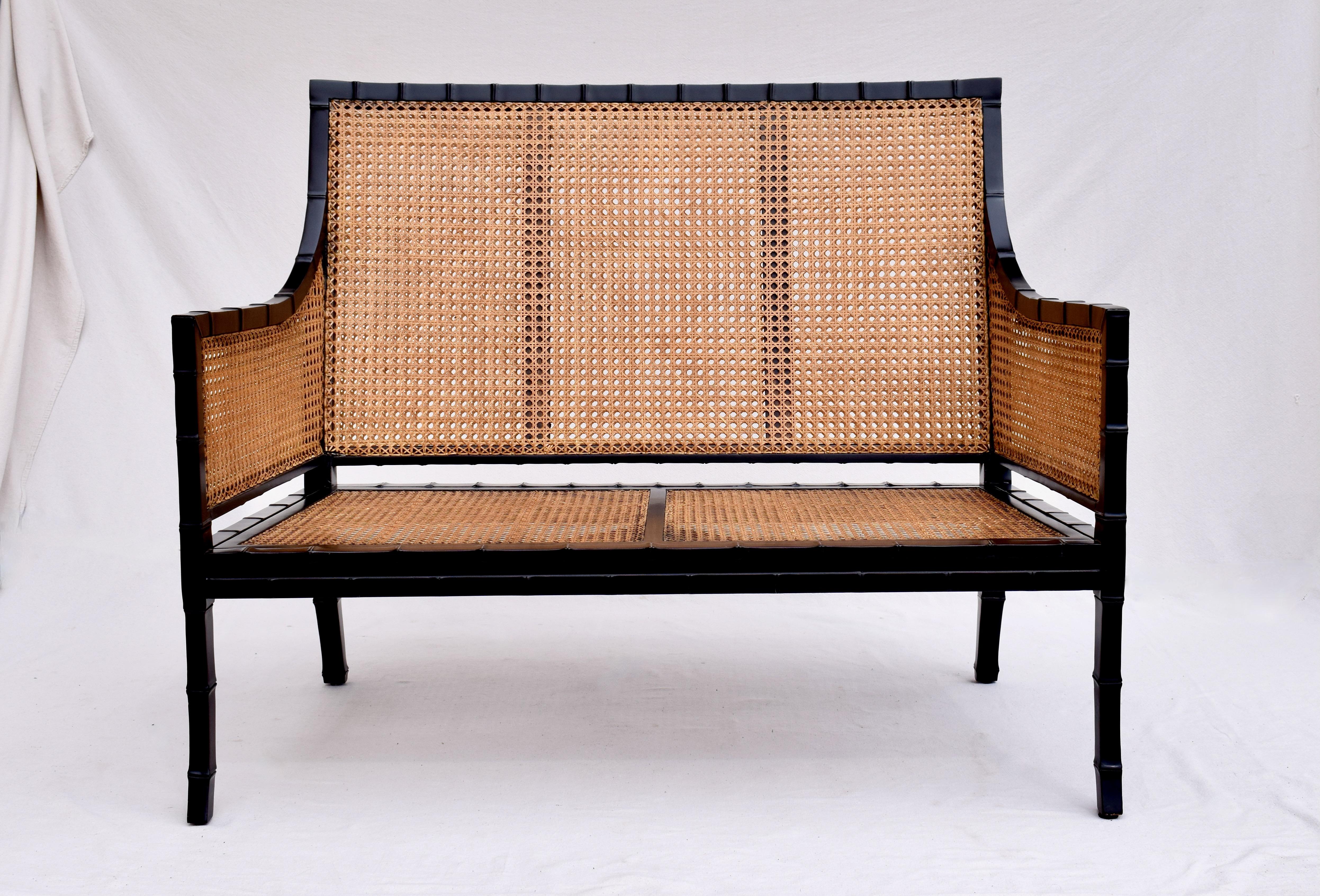 Large Scale Double Cane Settee at 1stDibs