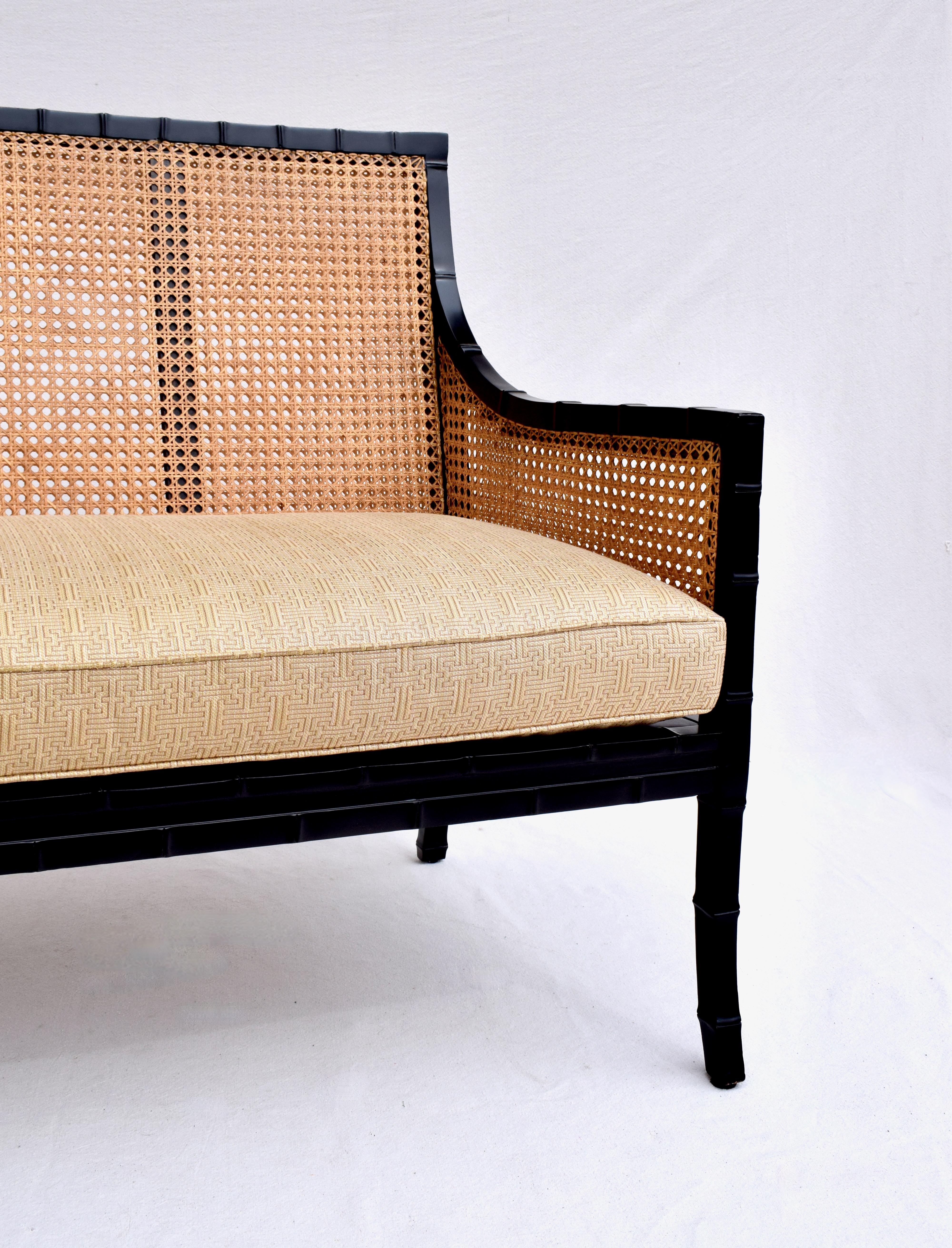 British Colonial Large Scale Double Cane Settee