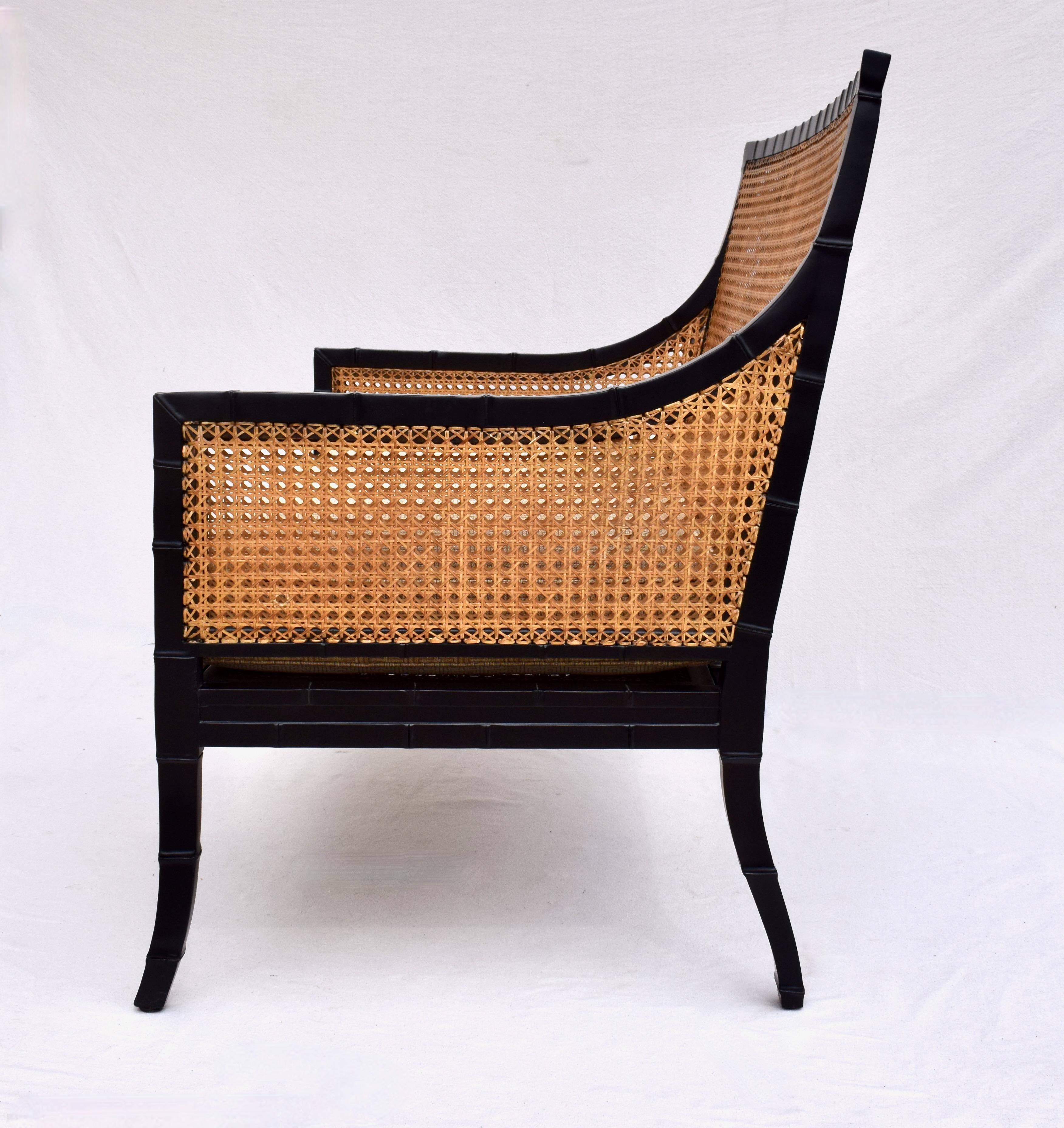 Lacquered Large Scale Double Cane Settee