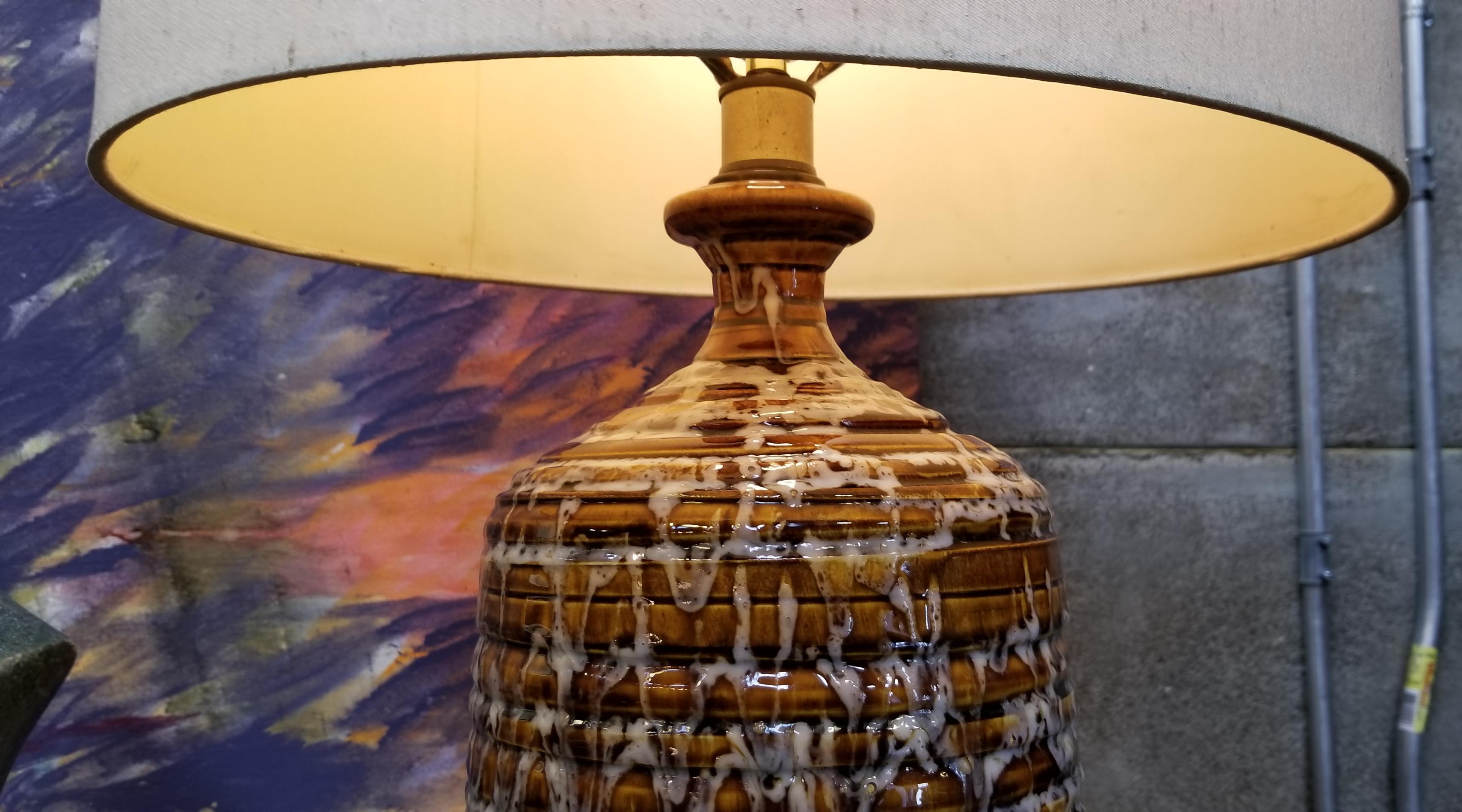 American Large-Scale Drip Glaze Table Lamp For Sale