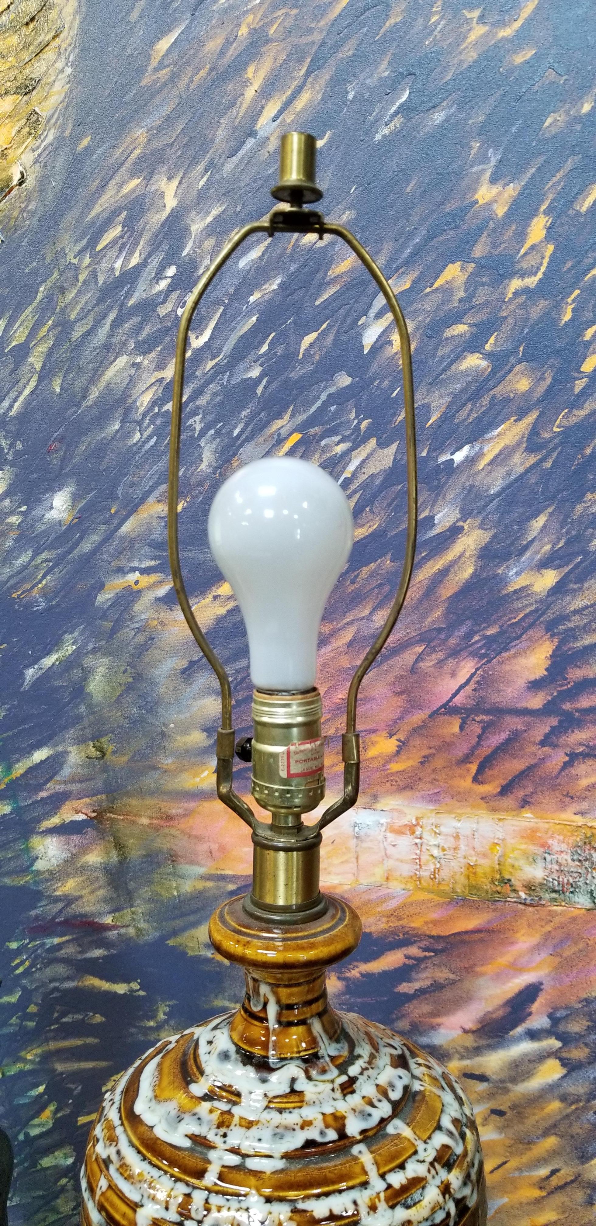 20th Century Large-Scale Drip Glaze Table Lamp For Sale