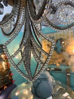 Large Scale Early 20th Century Italian Beaded Crystal Chandelier
