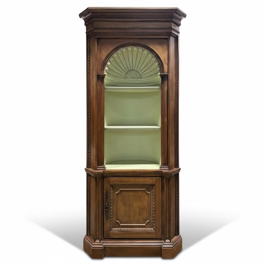 Fruitwood Large Scale English Georgian Style Corner Cabinets W/ Fan Or Shell Form -Pair For Sale