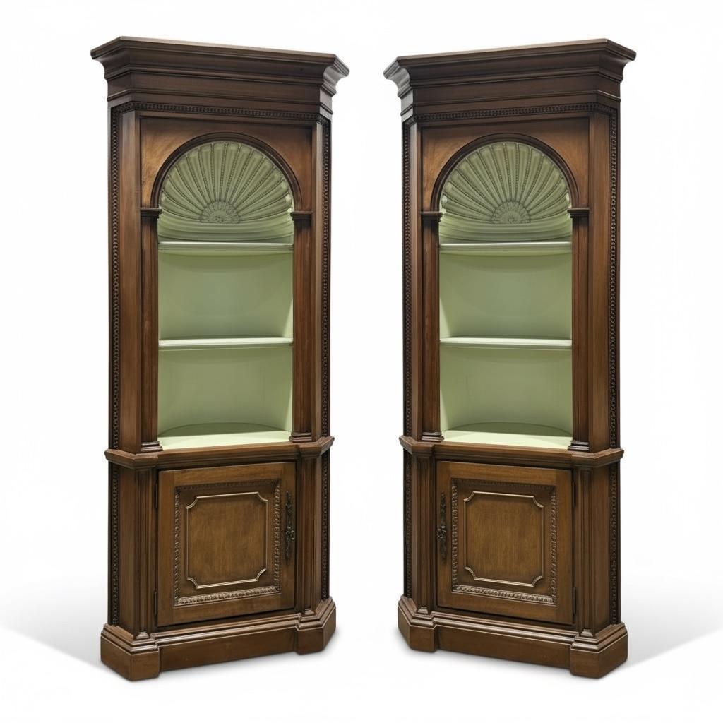Large Scale English Georgian Style Corner Cabinets W/ Fan Or Shell Form -Pair For Sale 3