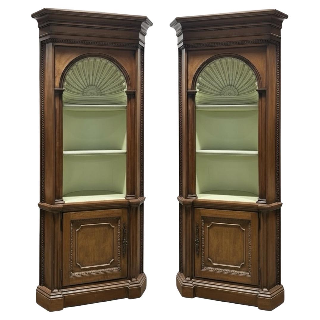 Large Scale English Georgian Style Corner Cabinets W/ Fan Or Shell Form -Pair For Sale