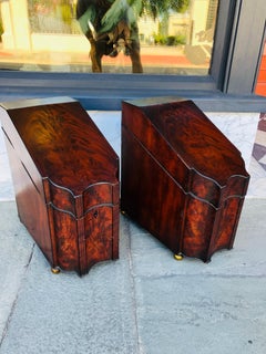 Large Scale English Mahogany Knife Boxes Mounted on Brass Ball Feet