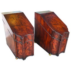 Large Scale English Mahogany Knife Boxes Mounted on Brass Ball Feet