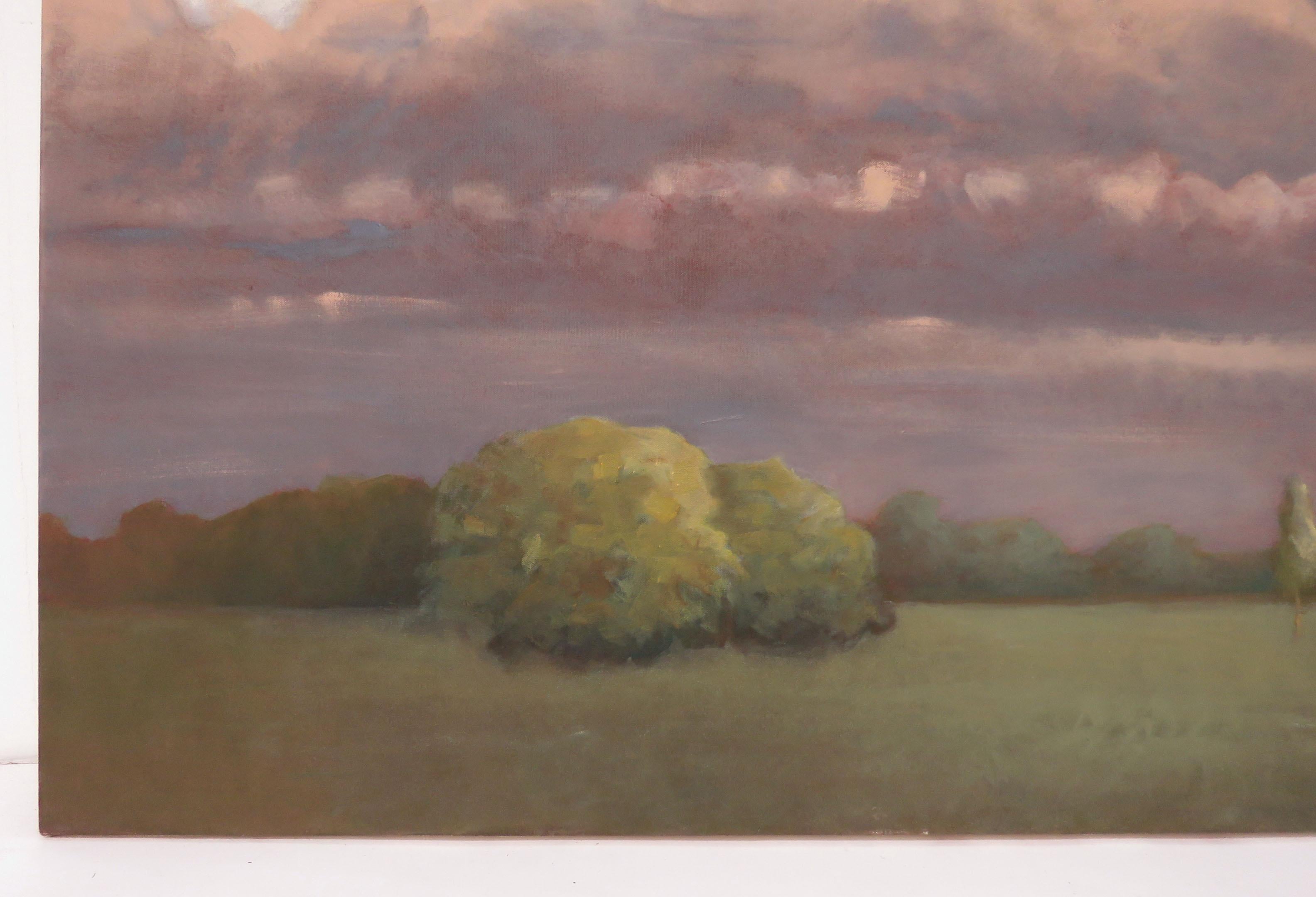 Expansive large-scale landscape painting on canvas by noted artist James Wilson Rayen, titled 